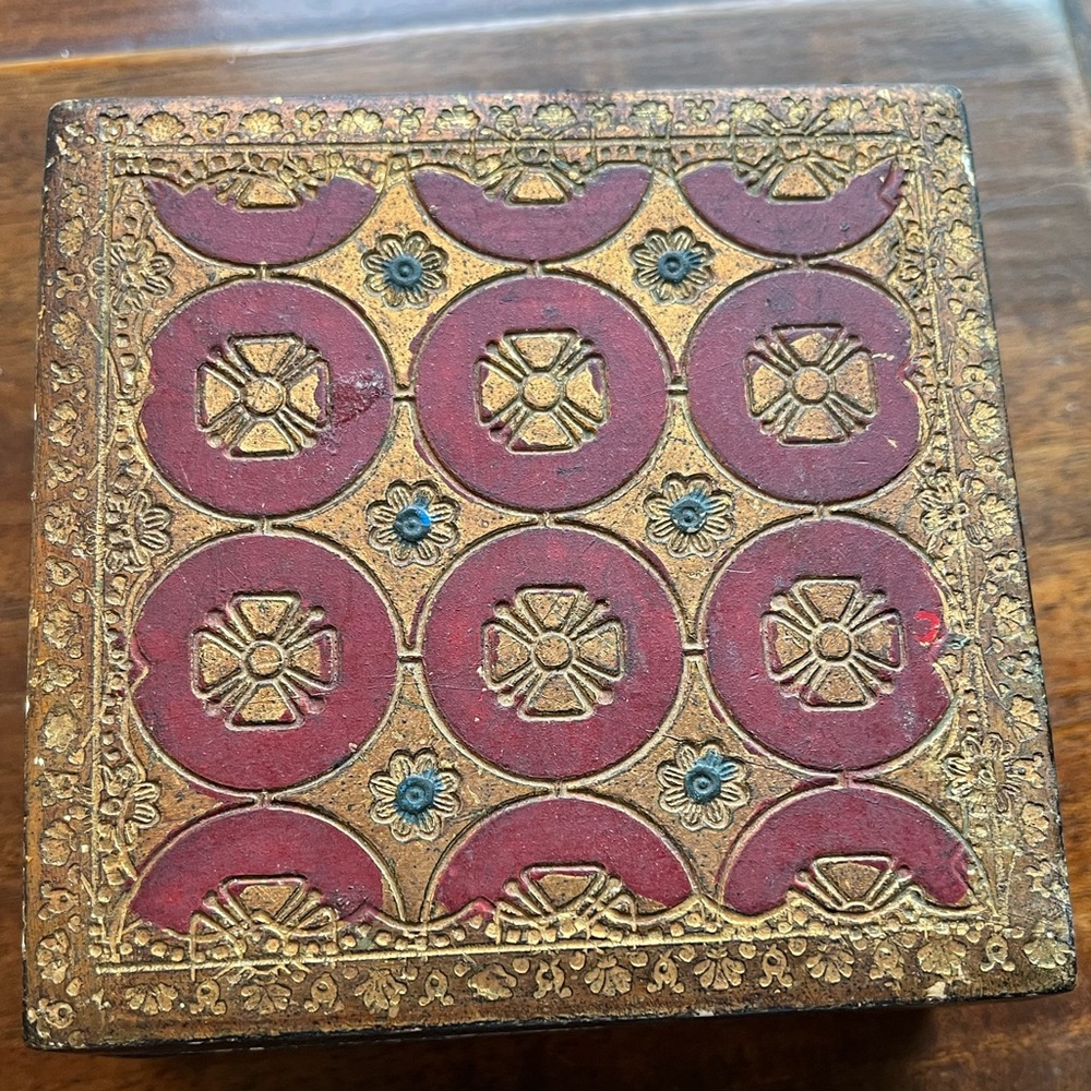 Italian Wooden Box with Gold Finish